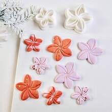 2 Sizes Embossed Flower Shape Clay Earring Cutters Spring Green Plant Clay Molds Polymer Clay Cutting Molds For DIY Necklace Jewelry Pendant Making Soft Pottery Clay Stamping Tools