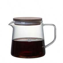 1 pieza Cafetera de vidrio de borosilicato de alta calidad, juego de café, cafetera de vidrio para compartir café para uso en el hogar con tapa de madera de palisandro, de vuelta a la escuela