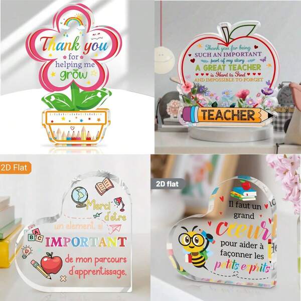 1pc Back To School Decorative Desktop Ornament, Exquisite Gift For Teachers, Acrylic Decor For Office Desk