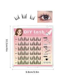LASHIDOL 30 簇无胶睫毛延长，柔软自然假睫毛 DIY 套装，适合初学者且可重复使用 - 黑色 - 查看 9