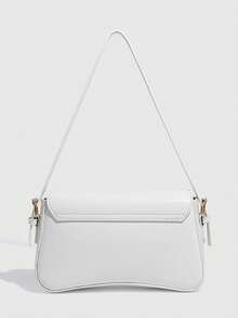 1 件 PU 皮革女士单肩包，白色紧凑型方形包，多功能皮革小手提包，Y2K 宝贝包，腋下单肩包，时尚斜挎包，配有樱桃吊饰 - 白色 - 查看 6