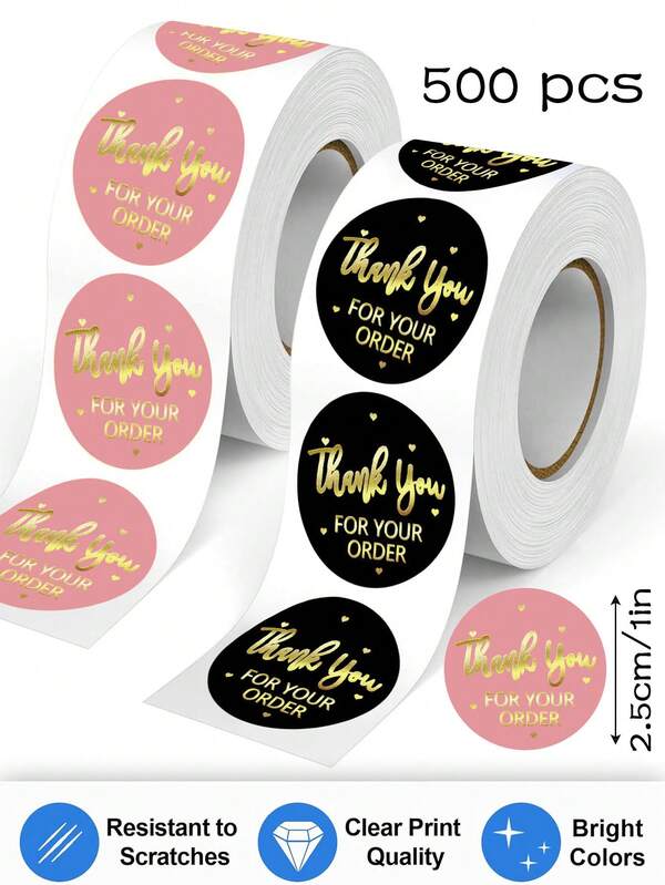 500pcs/Roll Thank You For Your Order Stickers, Easy Peel Off Thank You Stickers, Handmade Product Stickers, Online Retailer Small Business Small Store Thank You Gift Bags Packaging Envelopes Labels