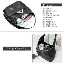 Bolso de tote, bolso de hombro y mano de, bolsos de tote, bolso de hombro grande y suave - Negro - Ver 5