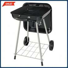 17.5" Charcoal Grill On Wheels, Mobile Grill For Parties, Camping, Picnics