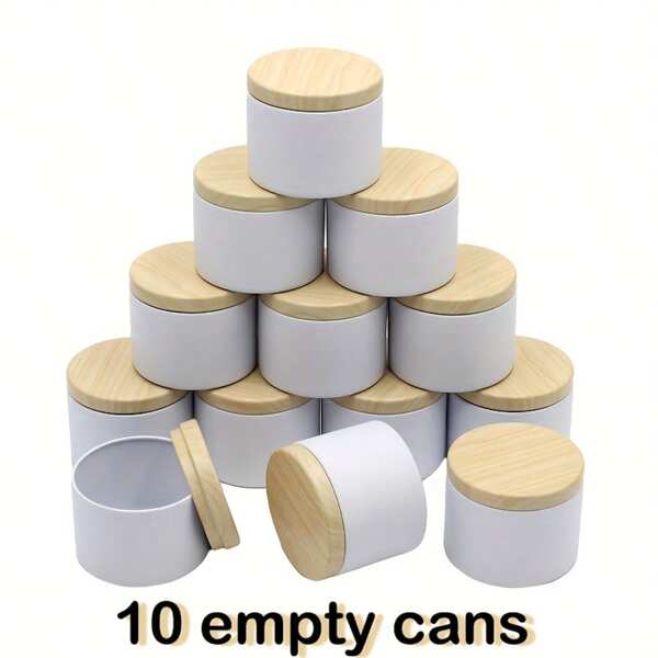 10 piezas Latas de candle blancas de 4 onzas, tarros de Candle de cuatro onzas con tapas, lata deCandle para hacer candys y manualidades, almacenamiento y regalos