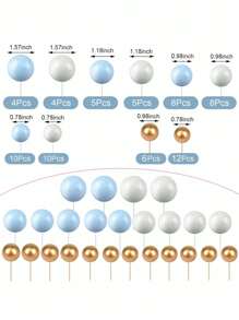 72 Stücke mehrfarbige Schaumstoff Kugeln als Kuchentoppers, Schaumstoff Kugel Kuchendekorationen, Mini Kugel Kucheneinlagen, gemischte Packung in verschiedenen Größen und Farben, geeignet für Geburtstagskuchendekorationen, Taufkuchendekorationen, Hochzeitstortendekorationen, geeignet für DIY (blau, gold, schwarz, rot, lila, rosa, etc.)