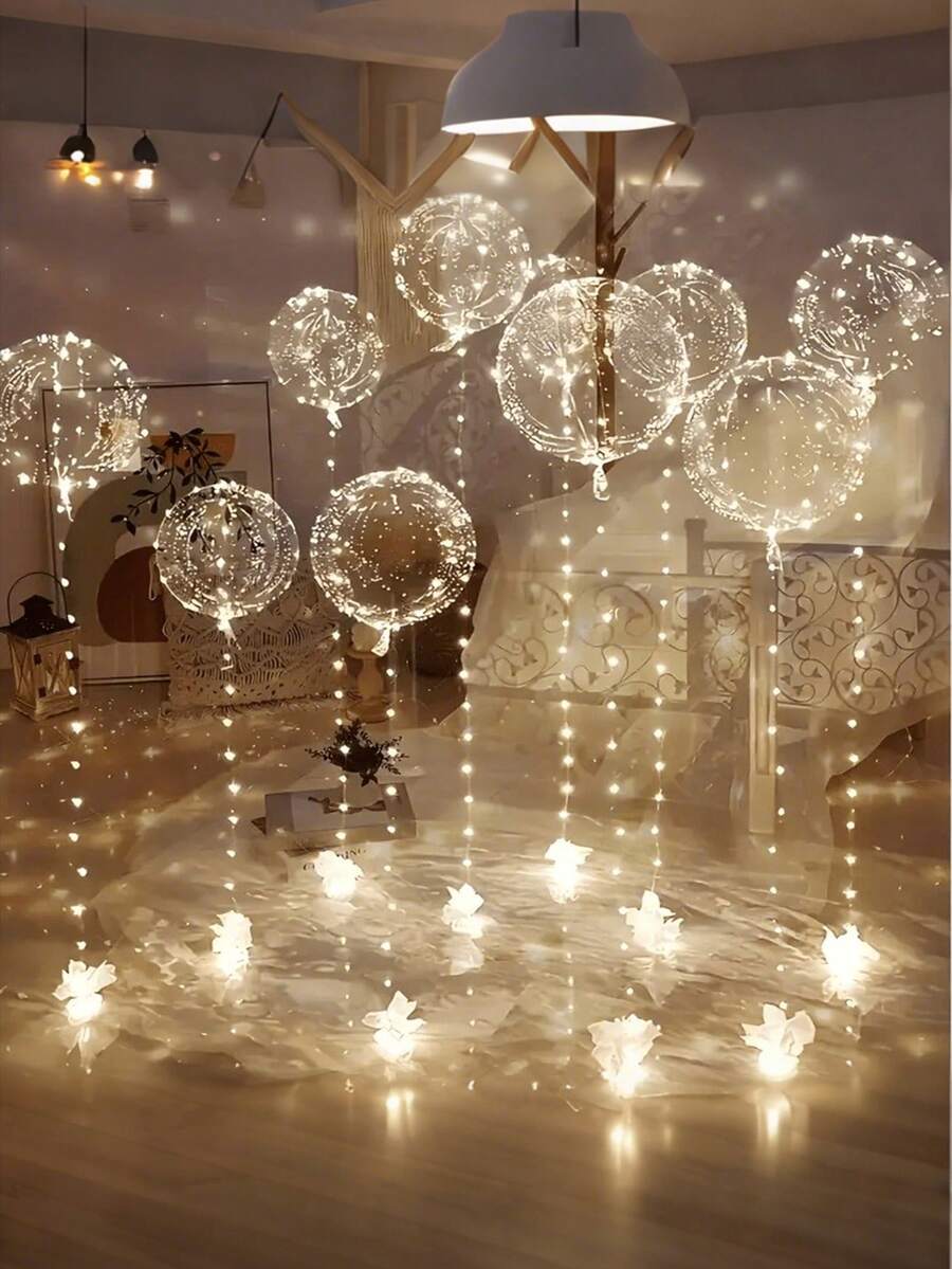 8个/套 LED 漂浮波浪气球，适用于婚礼装饰、生日派对装饰、宴会装饰和家居卧室装饰，无需电池，气球配件，生日气球，气球花环，自发光漂浮装饰，室内/室外均可使用