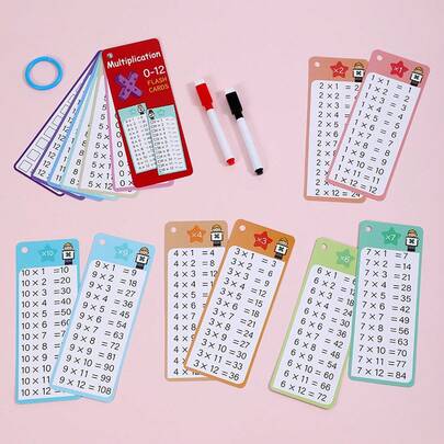 1pc Children's Early Education Flash Cards 15 Math Number Cards Multiplication Erasable Math Learning Cards Educational Science Toys
