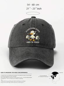 1 件举重鸭印花棒球帽，可爱时尚，适合大学生、教师、街头、旅行、派对、婚礼、万圣节、送给家人和朋友的礼物、父亲，有蓝色、绿色、黑色可选，男女通用，休闲，女士网帽 - 健身鴨子 - 查看 2