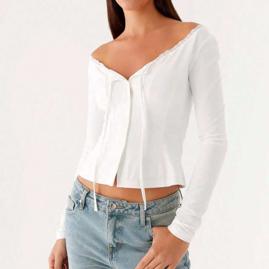 Women's Simple Slim Tops Cardigan Women's Summer And Autumn Clothing Tops Suitable For Daily Home Life Or Party Dating - White - View 1