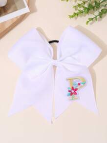 1pc 26Letters Back To School Customized Text Name Bow Hair Ring,Personalized Solid Color Embroidered 26 Letters Decoration Bow Hair Ring,Fashion Unique Hair Accessories For Girls Back To School Gifts, Daily Use - 彩色 - 查看 16