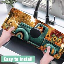 Armaturenabdeckungsmatte, Herbst/Halloween, Badezimmer Armaturenspritzschutz, feuchtigkeitsbeständige rutschfeste Armaturenablaufmatte, Küchenarbeitsplatten-Accessoires, Spülbeckenmatte, multifunktionale saugfähige Unterlage