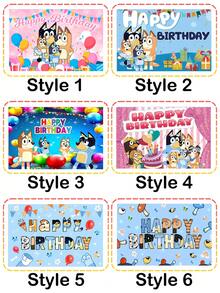 Fondo de fotografía de la casa de dibujos animados Bluey, fondo exterior con cielo azul y camión, decoración de fiesta de mascotas, banner de fondo perfecto para photocall de fiesta de cumpleaños, props de estudio, fondo de feliz cumpleaños, ducha hawaiana, fondo hawaiano con globos, fondo de dibujos animados, banner de decoración de fiesta - Multicolor - Ver 2