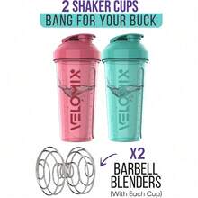 2-Pack 28oz/830ml Premium Shaker Bottles With 4 Stainless Steel Balls - Leakproof  Mixer Cups For Protein, Smoothies & Meal Replacement - Gym, Office, Travel & Home Use - Blue & Clear Combo With Measurement Marks - 3)粉紅色/綠松石色 - 查看 3