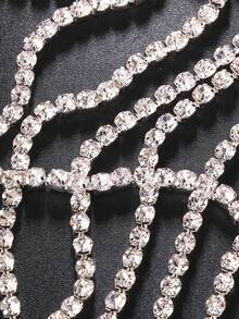 1 件水晶流苏头饰链，时尚独特个性化发饰首饰，西方配饰 - FJ1778銀色 - 查看 5