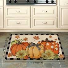 1 pieza Felpudo con estampado de gnomo y girasol para Acción de Gracias, felpudo suave antideslizante y absorbente lavable a máquina para piso de cocina, felpudo acogedor y festivo para entrada, decoración del hogar rectangular de pelo corto para sala de estar, dormitorio, cocina, lavandería, baño