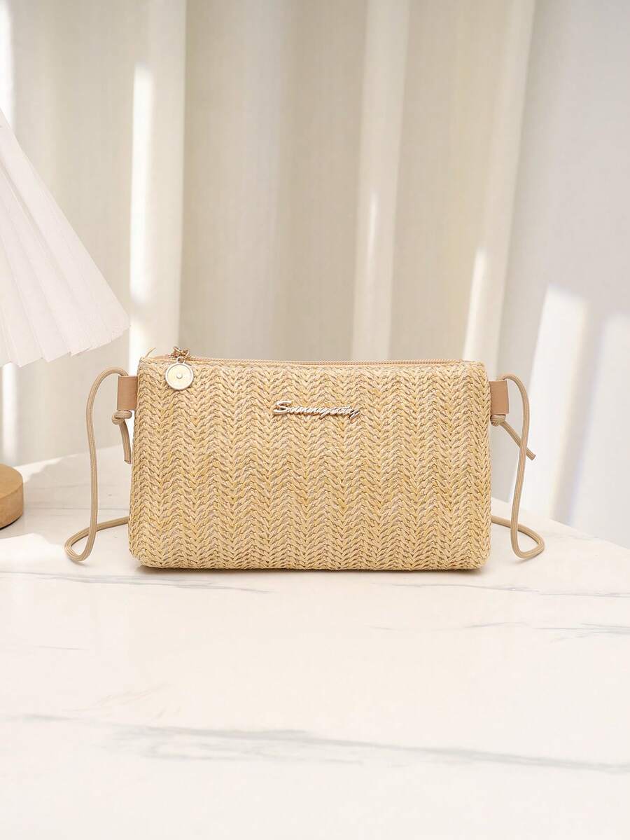 Nueva bolsa de verano/primavera tipo bandolera de tejido, bolso pequeño versátil de hombro, bolso cuadrado encantador, al por mayor - Caqui - Ver 1