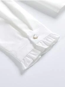 Women White Shirt, Small And Stylish Design, Slim Fit, Small Stand Collar, Professional Dress Shirt For Spring And Autumn, Long-Sleeved Chiffon Top - trắng - Xem 6