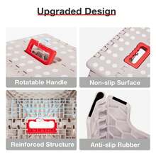 2 Pack 40 Cm Folding Step Stools, 2025 Upgrade Folding Stool With Safety Lock & Rotary Handle, Foldable Stool With 150 Kg Weight Capacity, Non-Slip For Kitchen, Bathroom, Camping, Garden & Horse - Beige - 深灰色 - 查看 4