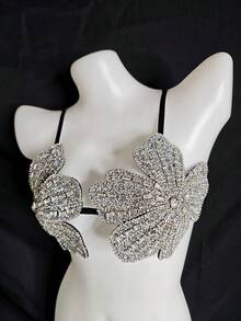 PAFAHE Sexy Bra Accessories, New European And American Sexy Lingerie With Hollow Strap And Leaf Design, Suitable For Wearing Outerwear In Summer And Autumn, Fashionable For Nightclub, Party, Vacation, Hotel, Music Festival - Silver - View 7