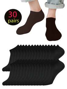 6/10/15/20 /30Pairs Women & Men Solid Color Low Cut Invisible Short Socks, Ladies Short Socks For Spring, Summer, Autumn & Winter, Men Elastic Soft Breathable Socks, Suitable For Daily Wear - Multicolor - View 27