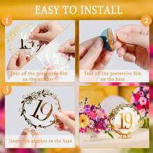 10 peças de números de mesa de casamento dourados de 1 a 10, placas de números de mesa de espelho dourado acrílico com película protetora, adequadas para recepções de casamento, festas, decoração de eventos de aniversário e aniversário, presentes de verão, praia, volta às aulas, materiais escolares, decoração de quarto - Multicolorido - Ver 12