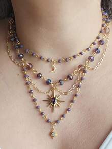 Chic Celestrialcore Grunge Necklace With Star Of Sirius Pandent Grunge Fairycore Necklace Cottagecore Necklace For Women Girls Y2K Jewelry Gift For Her - Vàng - Xem 2