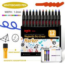 12Colors School Classroom Whiteboard Pen Dry White Board Markers Built In Eraser Student Drawing Pen Stationery,For School Supplies,Back To School