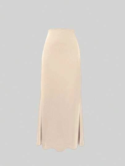 优雅度假休闲纯色半身裙