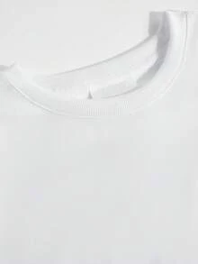 Women's Casual Drop Shoulder Sweatshirt, Versatile Solid Color Top, Round Neck Loose Fit Pullover For Spring And Autumn, Collegiate Style, Streetwear - White - View 7