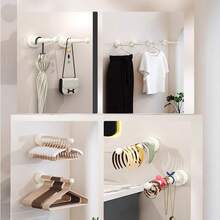 1pc Space-Saving Strong Suction Cup Storage Rack, Extendable And Foldable, No Drilling Needed, Ideal For Entryway Bag Storage, Balcony, Wardrobe, And Bathroom Organizer, Multifunctional Wall-Mounted Shelf For Small Apartments, Clutter Reduction, Easy To Install, High Load Capacity, Lightweight, Reconfigurable For Various Living Spaces