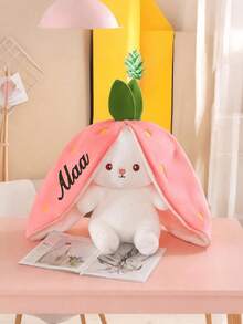 1 pieza Muñeca de peluche de conejo con texto bordado personalizado, exquisito conejo de fresa bordado, muñeca de peluche de conejo de zanahoria, [Personalizado] 1 pieza Muñeca de peluche de conejo de zanahoria y fresa con nombre personalizado, regalo de muñeca para niños, regalo de cumpleaños creativo para niños, muñeca compañera de vacaciones, muñeca de peluche de zanahoria - Multicolor - Ver 15