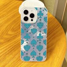 Funda para phone con forma de flor de carta de póker. Compatible con phone 16, 16 Pro, 16 Pro Max, 15 Plus, 14, 13, 12 y 11. Nuevo borde suave con degradado glaciar. Protección integral contra caídas con cubierta protectora de silicona. - Blanco - Ver 1
