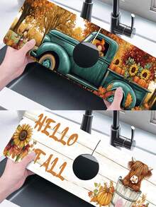 Armaturenabdeckungsmatte, Herbst/Halloween, Badezimmer Armaturenspritzschutz, feuchtigkeitsbeständige rutschfeste Armaturenablaufmatte, Küchenarbeitsplatten-Accessoires, Spülbeckenmatte, multifunktionale saugfähige Unterlage