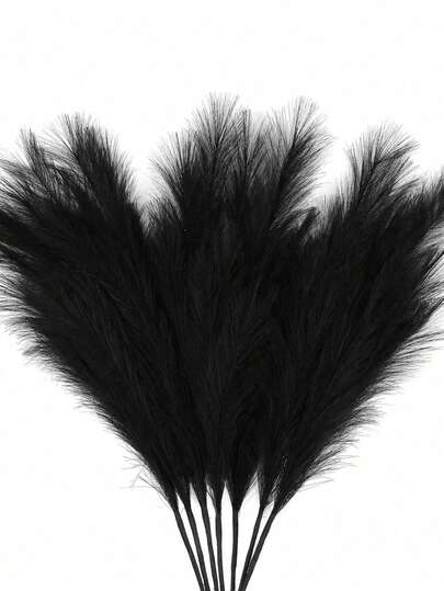 10/20/100PCS Black Faux Pampas Grass Stems - Artificial Reed Plant Plume Decor, Realistic Fluffy Feathers Style For Boho, Modern & Minimalist Home Decor | Soft & Elegant Vase Filler For Living Room, Bedroom, Dining Room, Office, Wedding Centerpieces.Wedding Decor,Valentine's Day