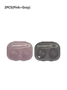 1PC/2PCS/5PCS Retro Chic Candy Color Mini Contact Lens Case Color Contact Lens Case Set With Mirror Compact Portable Immersion Storage Set Eye Contact Lens Color Contact Lens Case