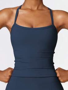 Women's Quick-Dry Cami Tank Top - Casual Summer Sleeveless Shirt Gym Clothings Women - 藏蓝色 - 查看 2