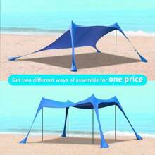 Outdoor Camping Tent, Automatic Portable Folding Tent, Easy To Build, Carry Convenience, With Storage Bag, Single Person Camping Tent Beach Hut, Foldable Beach Tent With 4 Bags Of Sand, Sand Shovel, Ground Nail And Stabilizer Bar, Additional Wind Rope, Easy To Set Up Beach Tent, UPF50+Protection, Suitable For Fishing, Family Travel,
