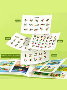 Rompecabezas magnético de madera Tangram para niños de 3+ años - Juguete educativo Montessori de matemáticas con tarjetas de escena, regalo de rompecabezas para el cerebro para jardín de infantes y primer grado, juego de entrenamiento lógico para fiestas de cumpleaños