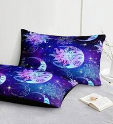 Sun And Moon Queen Comforter Set Purple Galaxy Bed In A Bag 8 Pcs Boho Chic Mandala Home Decor With 1 Cushion Cover - 紫色 - 查看 6
