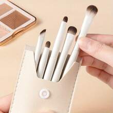 Luxurious Premium Makeup Brush Set 5-Piece Precision Eyeliner Nose And Detail Brushes For Perfect Eye Makeup And Makeup Powder Application - Includes Box,Travel,Travel Essential,Valentine's Day,Cheap,Travel Makeup Brush,Gifts For Women,Makeup Artist,Professional Complete Makeup Kit - White - View 2