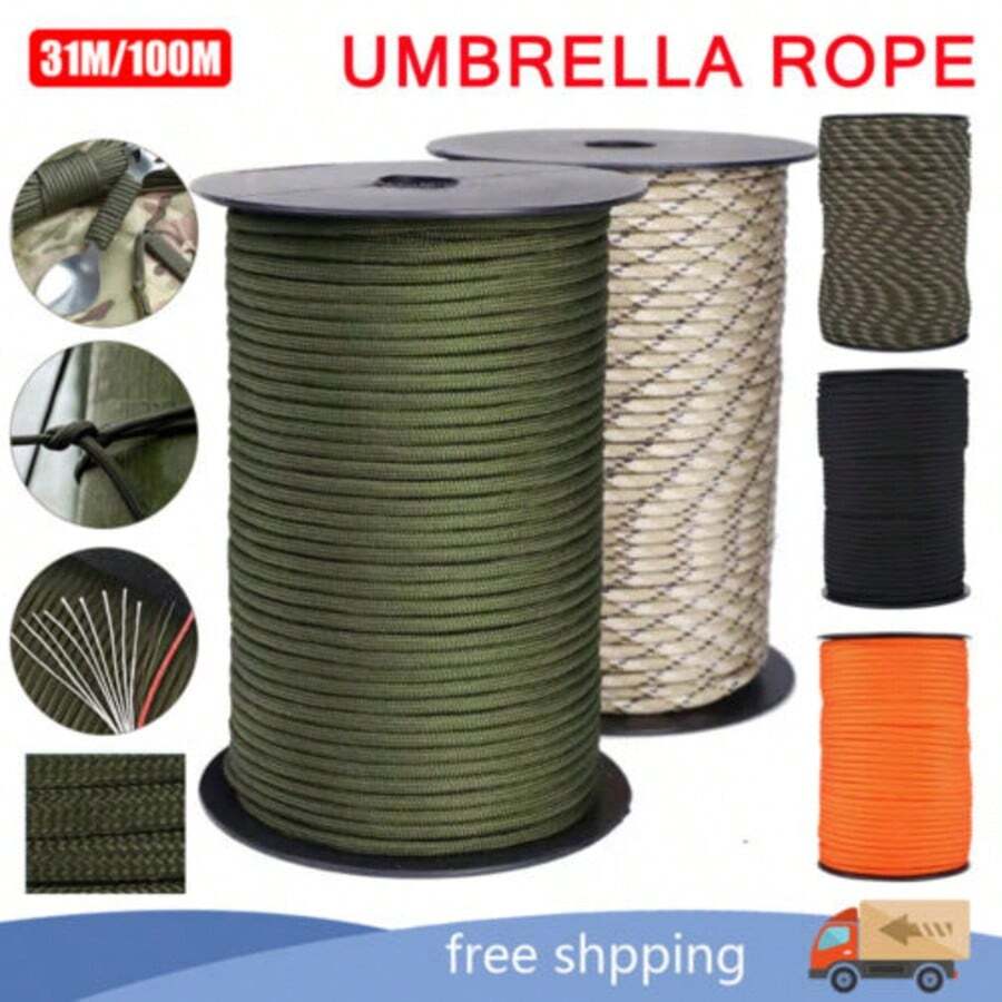 Lislark 4 Mm 9 Strand Paracord 550 Spec Camo Colours 31m-100m Bush Craft Camping Hiking - 31M Black - View 1