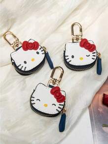 Cute Cartoon Keychain, High Quality PU Leather Bag Charm Accessory, 3D Bow, Cute Gift For Ladies, Birthday Christmas Party Gift, Suitable For Purse, Accessory Storage