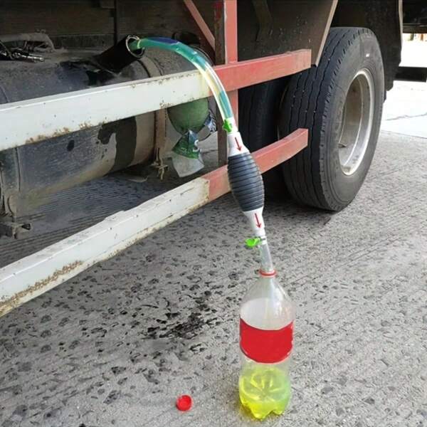 Draagbare benzinepompset - inclusief rubberen slang; voor feestdagen/camping/reparatievloeistofoverdracht; geschikt voor het pompen van brandstof, olie en water