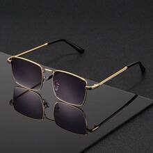 1 副男女款复古不对称镜框时尚眼镜 - 金色金属镜框，渐变镜片，轻巧时尚，适合休闲佩戴，日常佩戴，装饰镜片