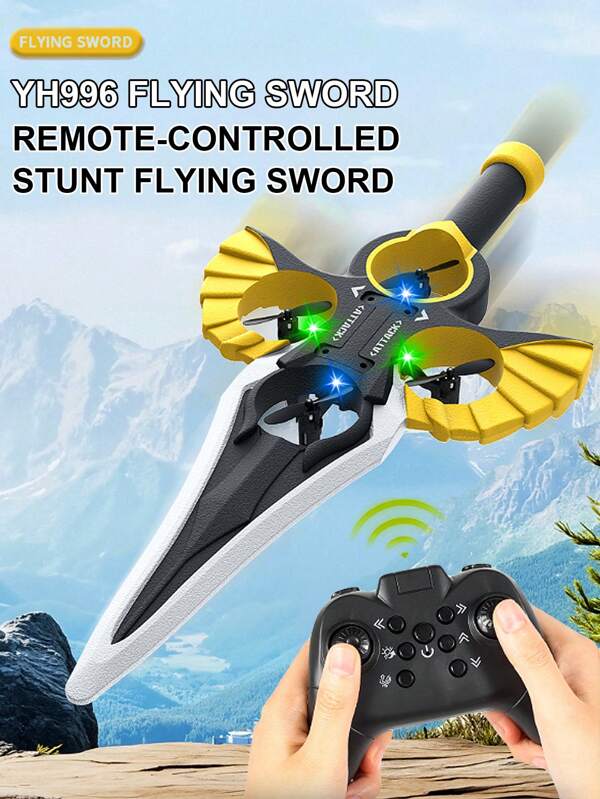 New YH996 Foam Remote Control Flying Sword Toy, 2.4GHz RC Stunt Aircraft, With Lights Foam Drone RC Plane Toy, Equipped With Pressure Altitude Hold System, One-Key Take-Off/Landing/Flip/Hover Function, Suitable For Beginners, Great For Parent-Child Interaction, Halloween & Christmas Costume Props, And Birthday Gift