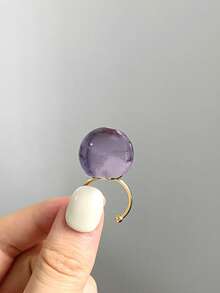 1 pieza Anillo abierto de acero inoxidable de resina clara de estilo minimalista elegante y artístico, adecuado para el uso diario, la calle, el festival de música, la fiesta o la ropa de noche - Multicolor - Ver 25