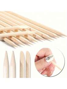 100pcs/200pcs Wooden Nail Pushers & Cleaners, Nail File & Buffer Kit - Odorless Manicure Tools For DIY And Salon Use,Nail Supplies,Nail Tools,Nail Art Tools,Back To School,Nails,Nail Tools For Press On Nails