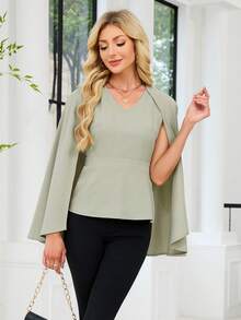 Women's Commute Elegant V-Neck Shawl Collar Form-Fitting Top