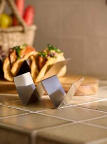 Cirelle 1 pieza Soporte para tacos con forma de ola, bandeja de soporte para tacos de acero inoxidable, fácil de usar y limpiar, artículos esenciales de cocina Rama, Año Nuevo, fiesta de Navidad, comida familiar, suministros para restaurantes de alta gama, regalo de inauguración de casa, decoración del hogar de verano